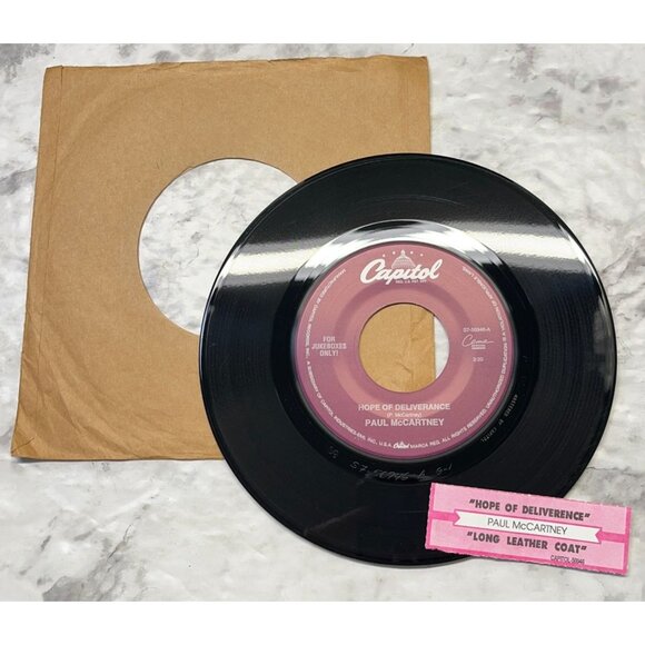 Paul McCartney Hope of Deliverance / Long Leather Coat 45 Rock Vinyl Beatles - Picture 3 of 6